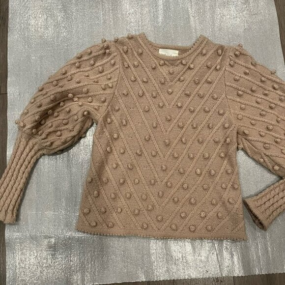 [M]Chicwish Blush Pink Pom Batwing LS Wool Blend Sweater Crew neck - Picture 4 of 13